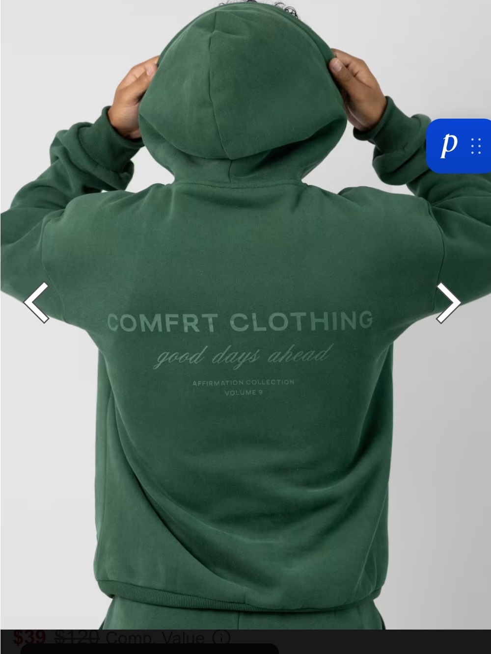 Affirmation Hoodie in Mega Forest Green - Picture 2 of 3
